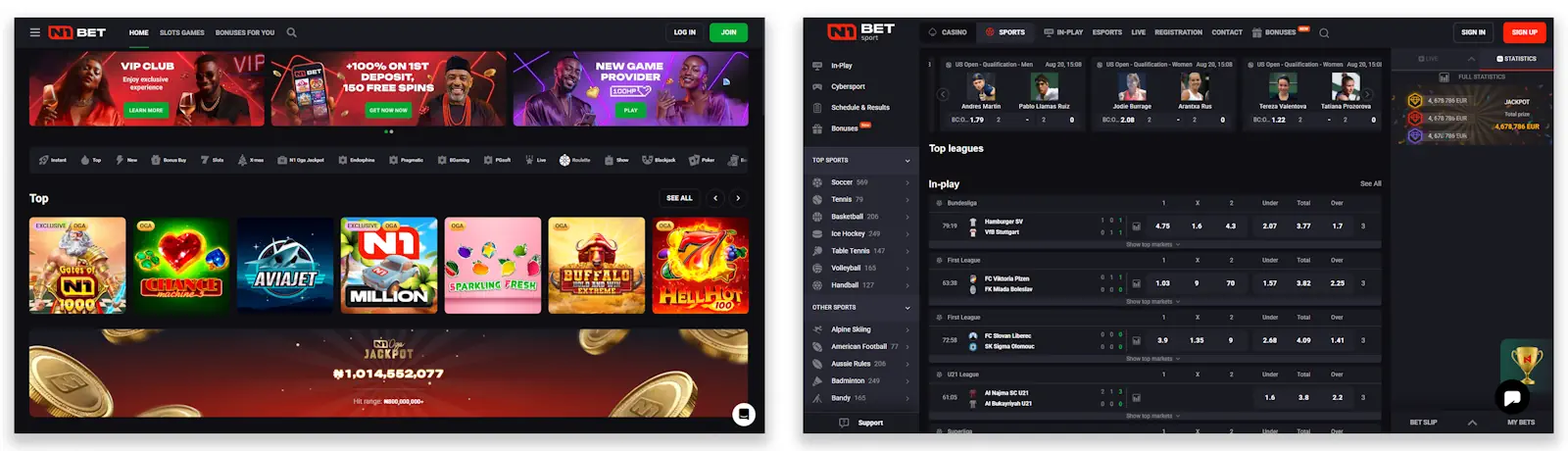 N1Bet Casino and Sportsbook Screenshot